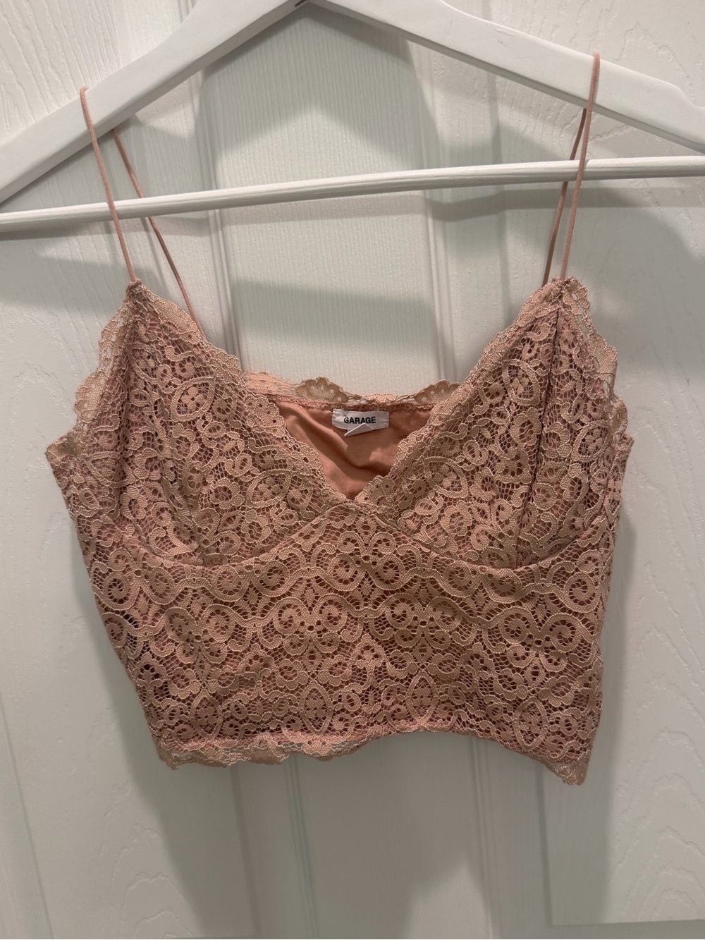 Garage Pink Allover Floral Lace Cropped Cami Top - Size small tank